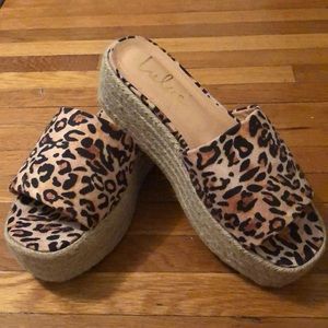 Lulus Leopard Espadrille Wedges - size 7